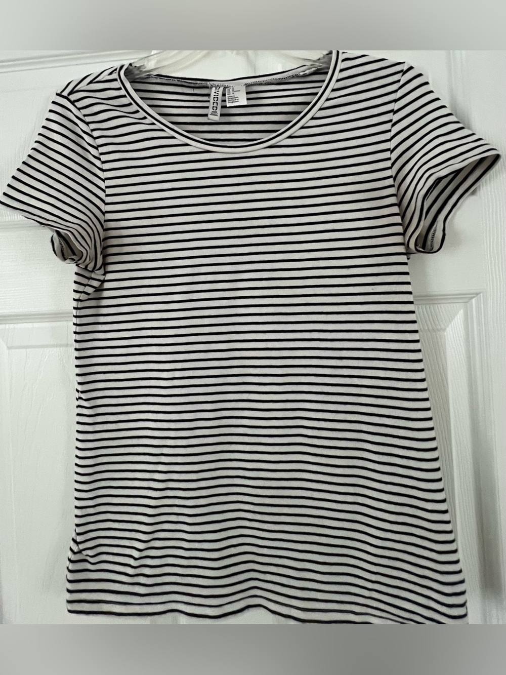 Divided Black/White Striped Tee
